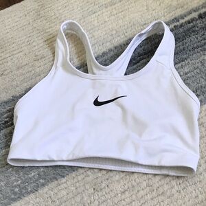 Nike Women's White Sports Bra with Black Logo